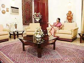 The living room with Lord Ganeshas statue