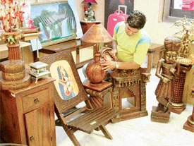 A city resident takes a look at ethnic accessories available in a Sector 9 department store in Chandigarh