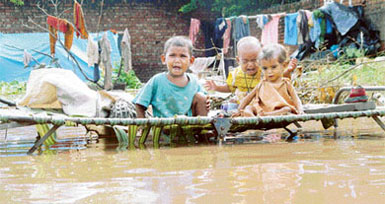 This photo shows the level of inundation in areas close to the Railway Lines, like Mauli Jagran