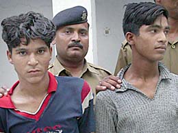 A file photo of the two accused, Navneet Kumar and Raju Kumar, held in a theft case.