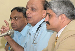 Doctors from various associations addressing a Press conference in the Capital on Friday.