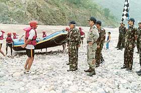 A Royal Jats white-water river-rafting expedition in the Sutlej in Himachal Pradesh