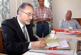 Mr Mohammad Shafi Pandit takes over as the Chairman of the Jammu and Kashmir Public Service Commission in Srinagar