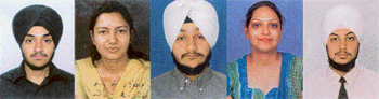 Charanjit Singh, Sunita Verma, Vikramjit Singh, Harjot Kaur and Gurinder Singh, students of the Gujranwala Guru Nanak Institute of Management and Technology