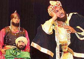 A scene from the historical play, "Baba Banda Singh Bahadur", staged at Tagore Theatre by Holy Theatre under the aegis of Punjabi Kala Kendra