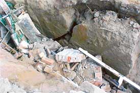 The demolished office of lawyer Dev Raj Sharma