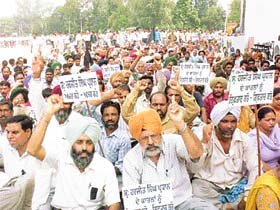 Municipal Corporation employees stage a dharna, demanding action against Government Rajindra Hospital doctors