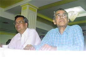 Former Chairman of the Settlement Commission S.C. Parija and Raj Narain at a seminar
