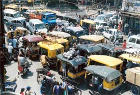 A typical rush-hour scene near the railway station