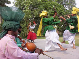 Artistes from Rohtak perform a Haryanvi dance during the selection for the NZCC at Sheesh Mahal in Patiala on Wednesday.