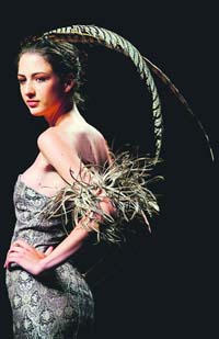 A model wears a creation by French designer Stephan Janson during his Fall/Winter 2004-2005 Haute Couture collection show at Rome's Fashion Week. 