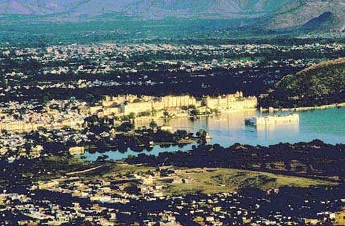 An aerial view of Udaipur city 