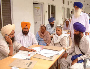 Family members of seven persons who were killed in police encounters in 1993 allegedly at the behest of Nihang Ajit Singh Poohla record statements with Human Rights activists in Amritsar on Tuesday.