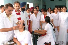 A dental check-up camp in progress at Everest Public Senior Secondary School, Moti Nagar, Ludhiana