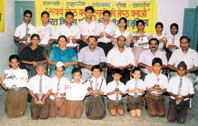 Winners of the painting competition organised by the Bharat Vikas Parishad at Shishu Model Senior Secondary School, Basti Jodhewal, Ludhiana