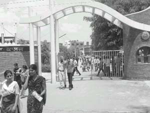 Students coming out of Lyallpur Khalsa College