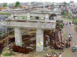 The Rs 16-crore project to construct a railway over bridge has been hanging fire for the past two years