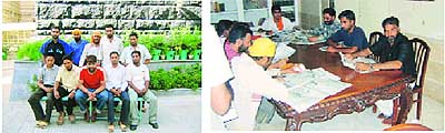 (L) These young men were lucky that they could return to India (R) Aliens scanning newspapers in the Teheran gurdwara library. 