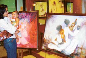 Art works on display at Citi Bank in Sector 9, Chandigarh. The exhibition has been jointly put up by Prem Singh and Anju Pasricha.