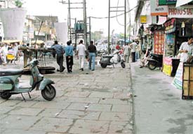 A view of the Ghanta Ghar area after it was got evacuated by the police on Saturday