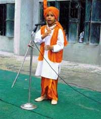 A child takes part in a competition organised by the Punjab School Education Board, Mohali, on the premises of Shakti Public Senior Secondary School