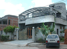 The house of Kulwant Singh Nagi, who absconded after duping people of over Rs 60 crore.