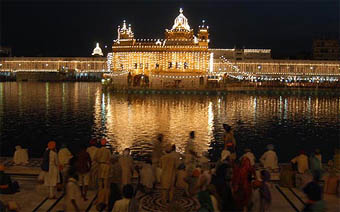 An illuminated Golden Temple ahead of the quadricentennial celebrations of the installation of Guru Granth Sahib