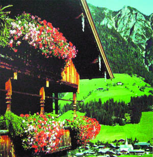 A typical flower-bedecked Austrian house