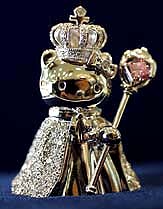 A platinum Hello Kitty figurine entitled Queen, encrusted with diamonds, on display at a Tokyo department store 