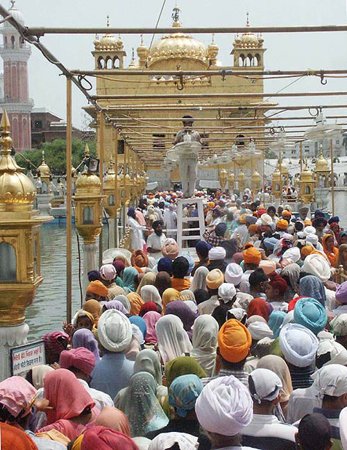 Devotees paying obeisance at the Golden Temple in Amritsar