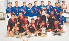 Teams that won the Chandigarh Junior State Ball Badminton Championship held at St Josephs School, Sector 44