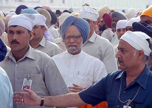 Prime Minister Manmohan Singh comes out of the Golden Temple