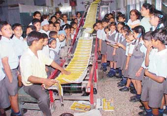 Students of Saint Stephen Preparatory School, Sector 21, during their visit to The Tribune office in Chandigarh on Thursday. 