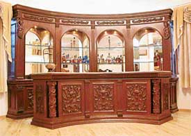 The well-stocked plush bar