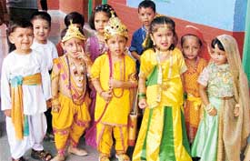 Students of Mothers Touch dress up as Lord Krishna