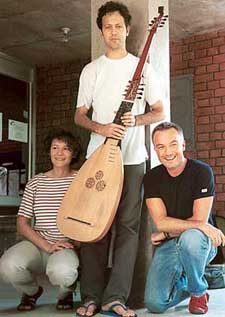 Musicians Audouin Emily, Ronaldo Correia and Thierry Gregoire, who are in the city to present a classical music concert on Saturday, strike a pose at Alliance Francaise, Sector 36, on Friday. 