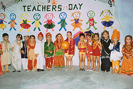 Students of Saint Soldiers International Convent School, Mohali, present a fashion show as part of Teachers  Day celebrations on Saturday.