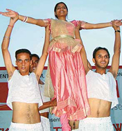 A local dance troupe performs at the weekend cultural show at the Sector 17 Plaza, Chandigarh, on Saturday. 