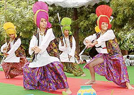 Students perform bhangra at a prize distribution function at Government Model Senior Secondary School, Sector 46, Chandigarh, on Saturday.