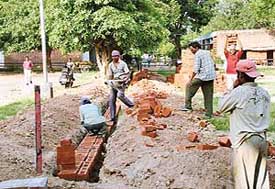 Construction work for a school in progress in Sector 19 green belt of Chandigarh