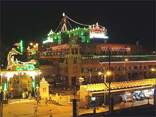 The view of Sri Krishna Janamasthan in Mathura on the eve of Janamashtami.  