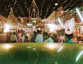 Laxmi Narayan Temple, Sector-20, Chandigarh, illuminated for Janmashtami celebrations