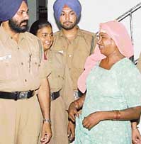 Kamla in police custody in the Sector 39 police station, Chandigarh