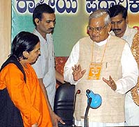 Former Prime Minister Atal Bihari Vajpayee along with former Madhya Pradesh Chief Minister Uma Bharti, who was released from jail in a 10-year-old case