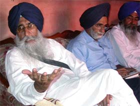 SAD (A) President Simranjit Singh Mann talks to mediapersons