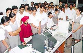 Students of DAV Senior Secondary Public School, Sector 8, Panchkula, during their visit to the Tribune office in Chandigarh