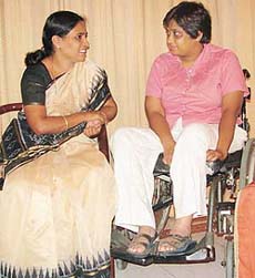Mangala Patil of Pune and Shivani Gupta of Faridabad, who have been nominated for Neerja Bhanot Award, in Chandigarh