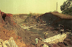 A huge mound of flyash near the Ropar thermal plant