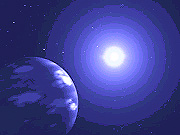 Artists depiction of a newly discovered Neptune-size planet orbiting the red dwarf star Gliese 436, which lies 30 light-years from Earth