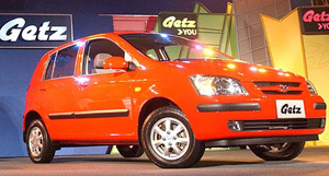 Hyundais new Getz car that was launched in New Delhi on Friday.
